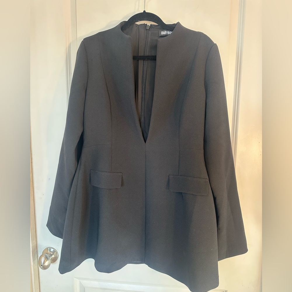 Baby Boo Blazer Style Deep V Fit & Flare Mini Cocktail Dress, Size XXL - Picture 4 of 10